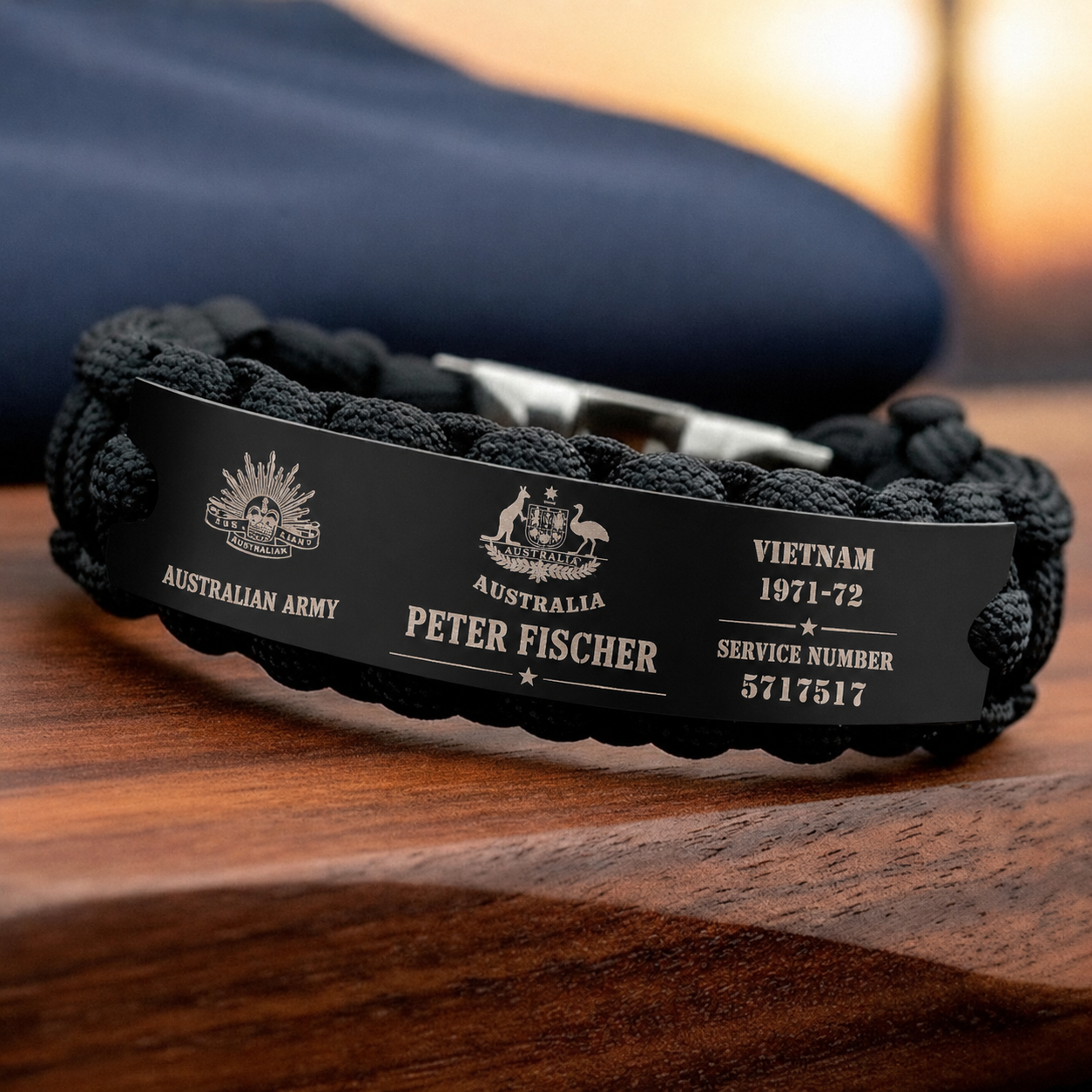 Personalized Australia Soldier/ Veteran Engraved Military Paracord Bracelet - Peter Fischer