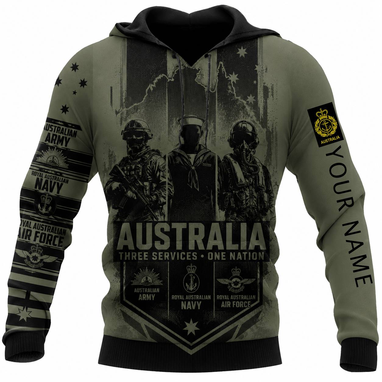 Personalized Australia Soldier/Veteran with Name & Rank Hoodie All Over Printed - TH1779235201