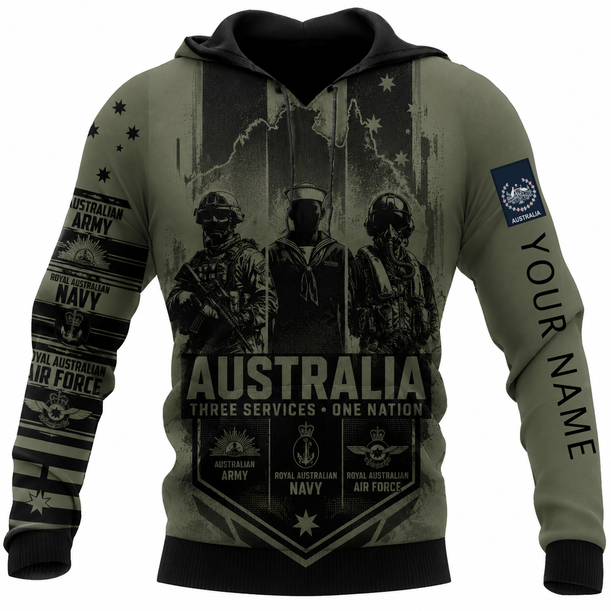 Personalized Australia Soldier/Veteran with Name & Rank Hoodie All Over Printed - TH1779235201