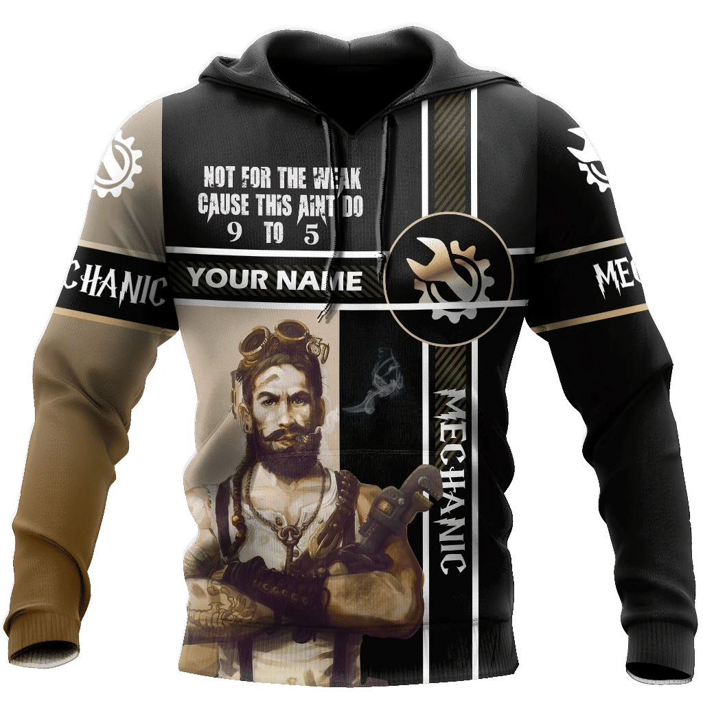 Personalized mechanic hoodie featuring black tan jesus portrait all-over print