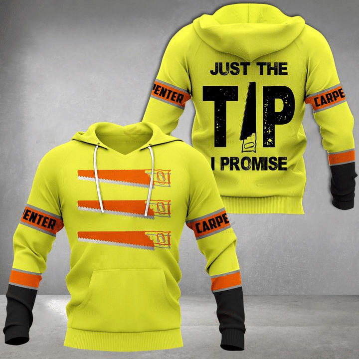 Personalized carpenter hoodie featuring yellow orange stripe carpenter print all-over print
