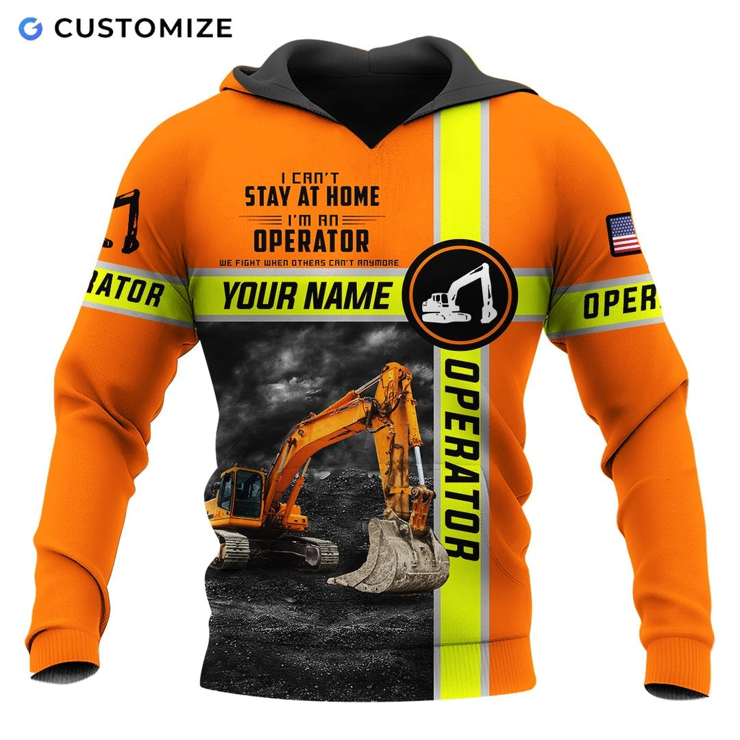 Personalized excavator operator hoodie featuring orange excavator operator quote all-over print