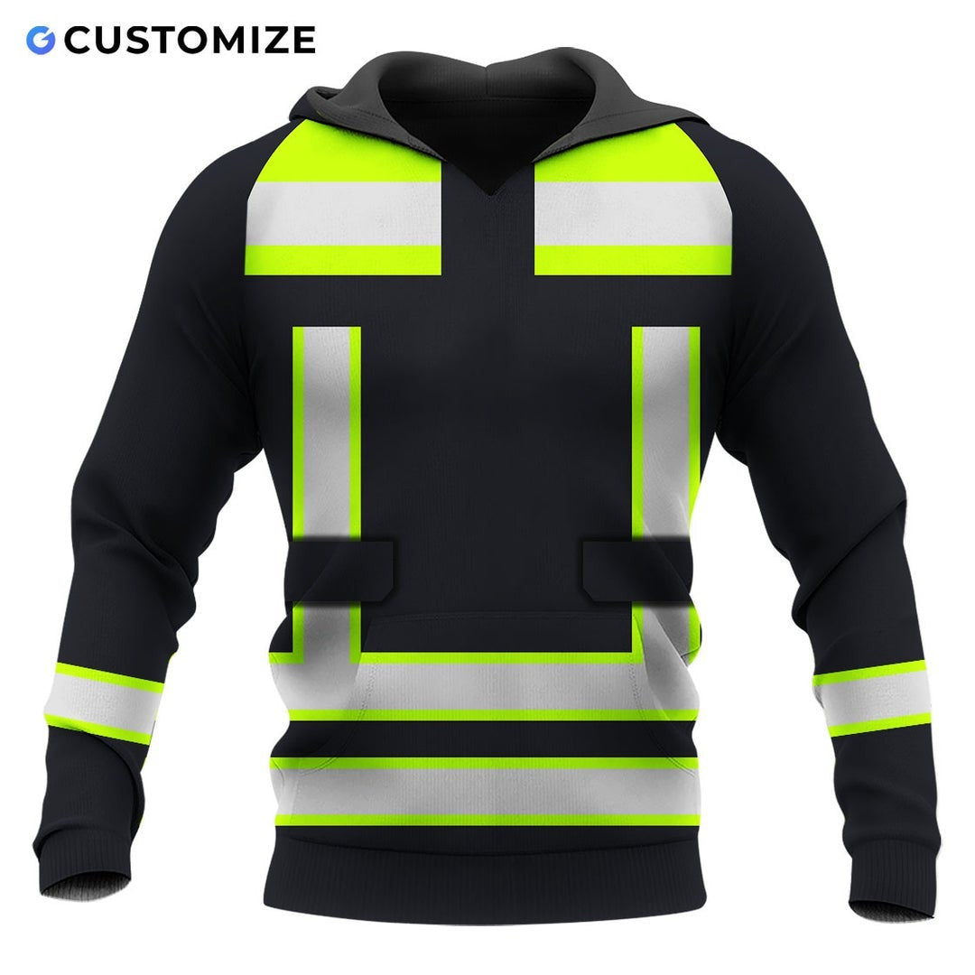 Personalized excavator operator hoodie featuring black yellow vest stripe print all-over print