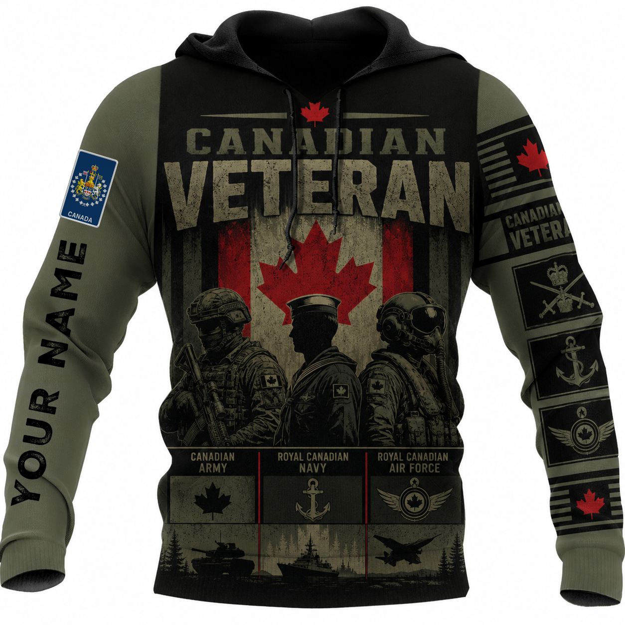 Personalized Canada Soldier/Veteran with Name & Rank Hoodie All Over Printed - TH1779235203