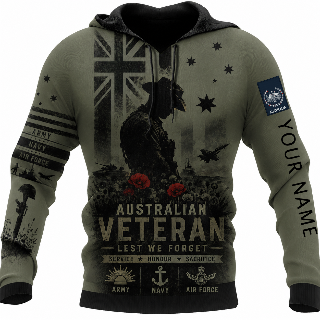 Personalized Australia Soldier/Veteran with Name & Rank Hoodie All Over Printed - TH1779235203
