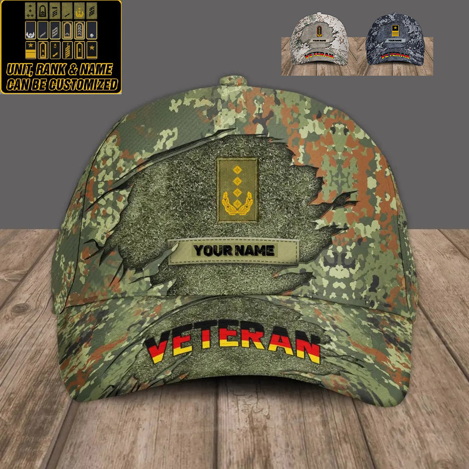 Casquette de baseball camouflage personnalisée avec rang et nom pour soldat/ancien combattant allemand - 16843680