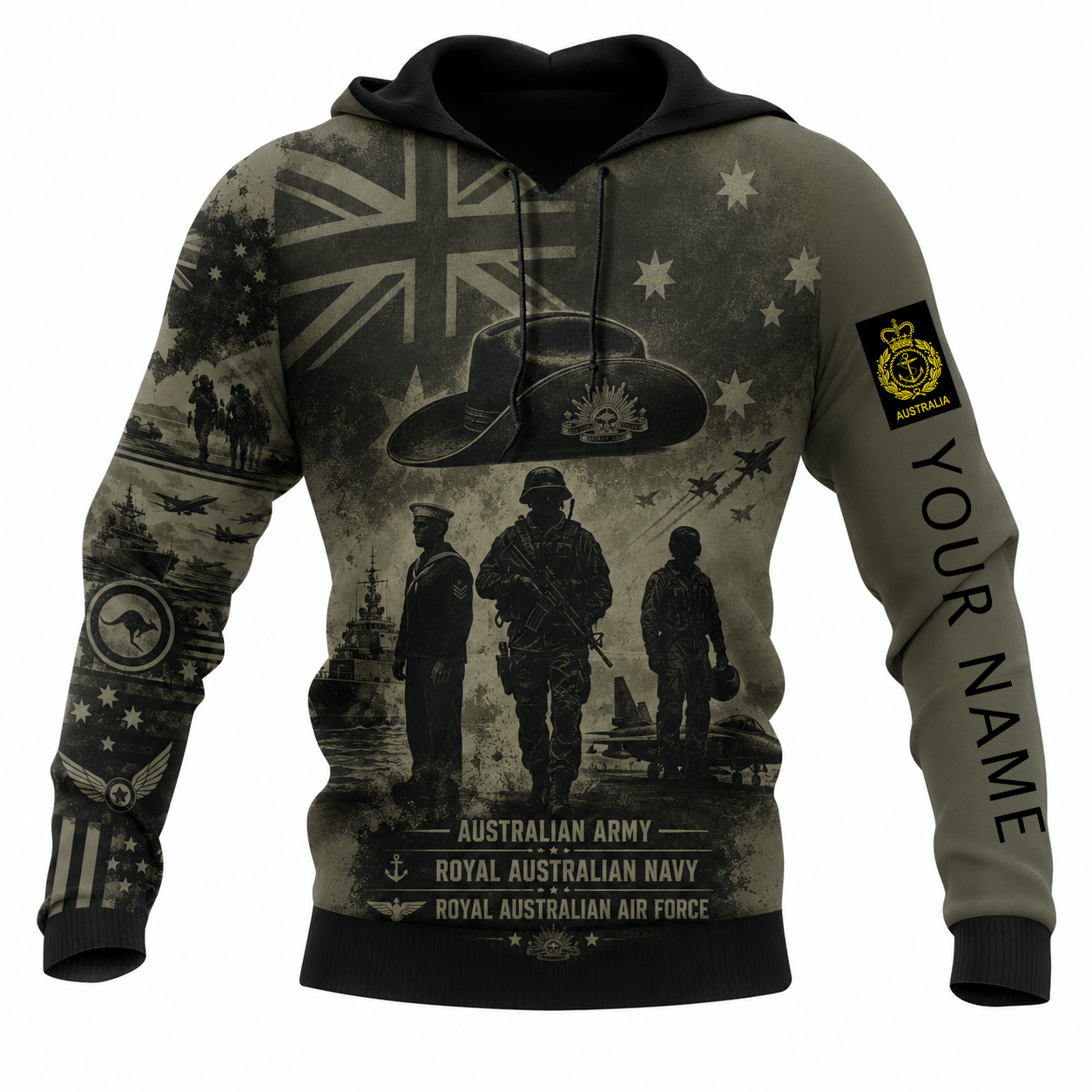 Personalized Australia Soldier/Veteran with Name & Rank Hoodie All Over Printed - TH1779235205