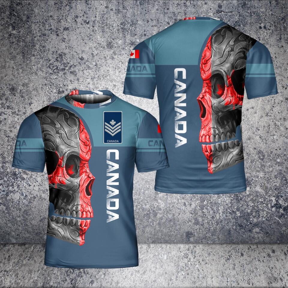 T-shirt personnalisé avec camouflage soldat/vétéran du Canada avec nom et grade imprimé en 3D - 1001230004