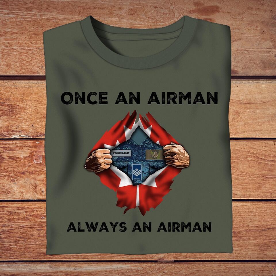 T-shirt personnalisé avec camouflage soldat/vétéran du Canada avec nom et grade - Always A Soldier - 2002230001