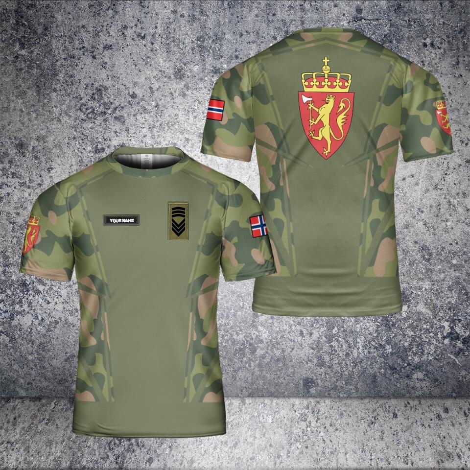 Personalized Norway Solider/ Veteran Camo With Name And Rank T-Shirt 3D Printed - 1705536002