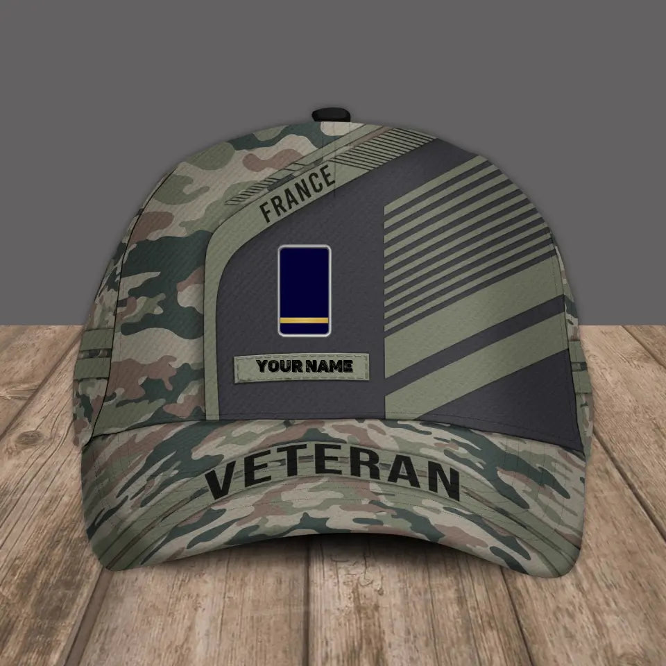 Casquette de baseball camouflage personnalisée avec rang et nom pour soldat/ancien combattant français - 17083872