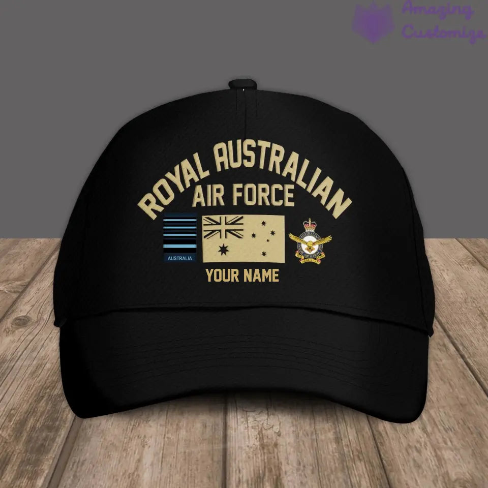 Baseballkappe mit Camouflage-Muster, australischer Soldat/Veteran, mit personalisiertem Rang und Namen, Goldversion – 16900704