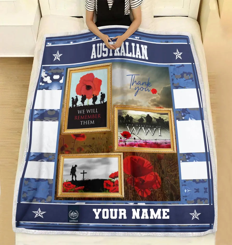 Personalized Australian Soldier/ Veteran Camo With Name And Rank Fleece Blanket 3D Printed - 16971552