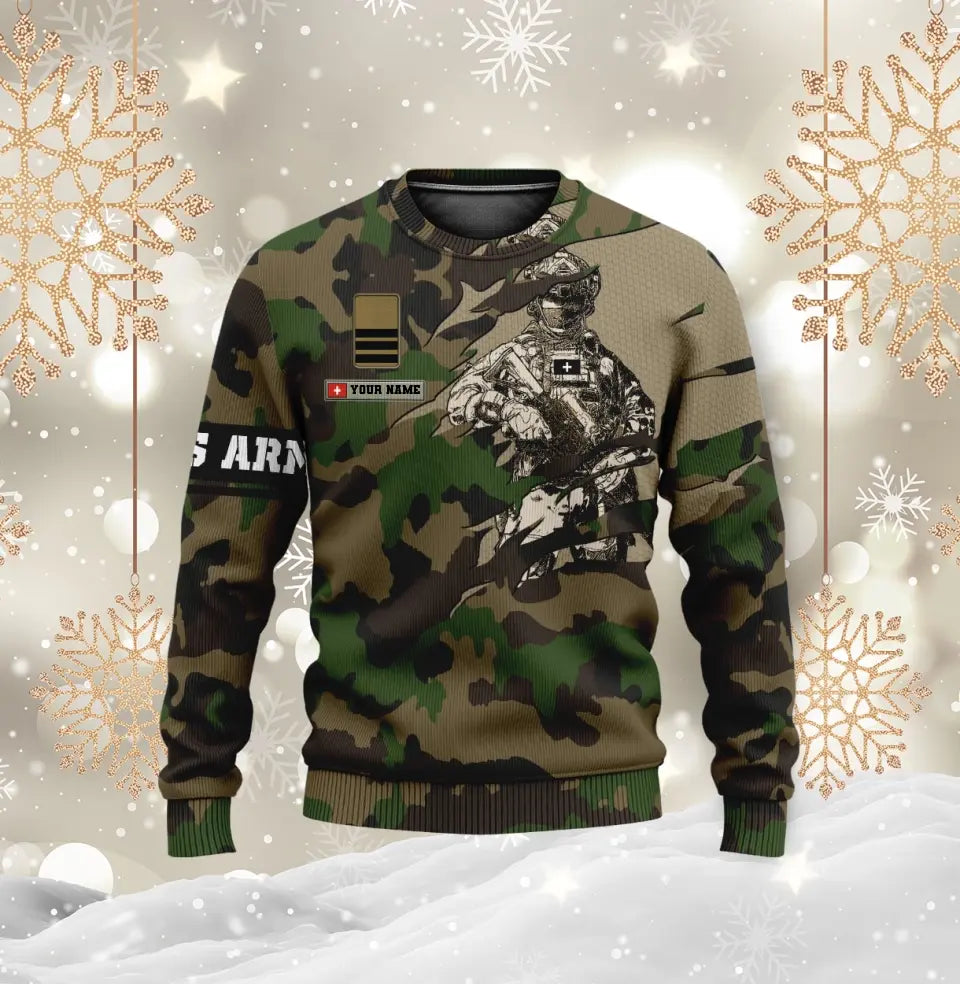 Personalized Swiss Soldier/ Veteran Camo With Name And Rank Hoodie - 168540481