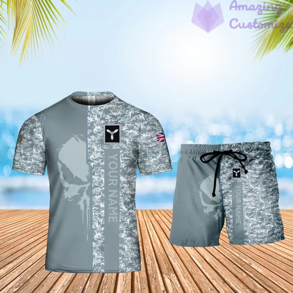 Personalized UK Soldier/ Veteran Camo With Name And Rank Combo T-Shirt + Short 3D Printed - 17152992