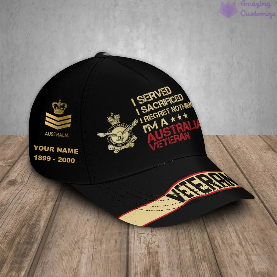 Personalized Rank, Year And Name Australia Soldier/Veterans Camo Baseball Cap - 1824269412