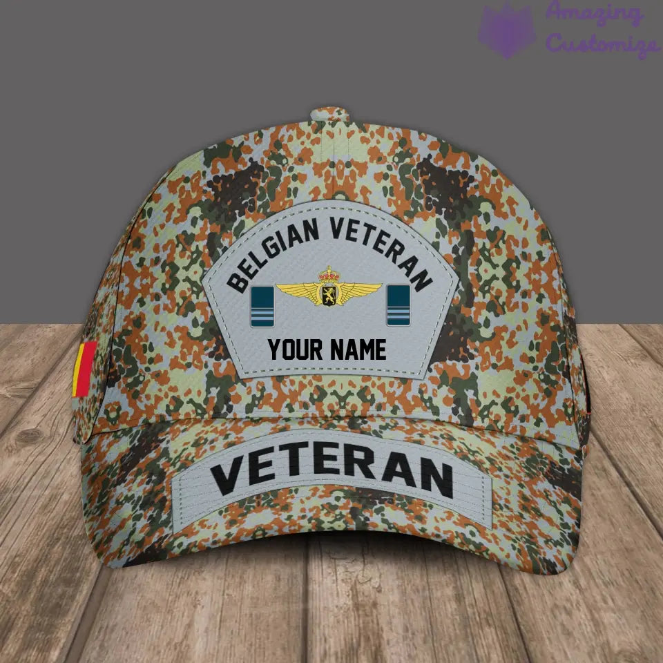 Personalized Rank And Name Belgium Soldier/Veterans Camo Baseball Cap - 172126082