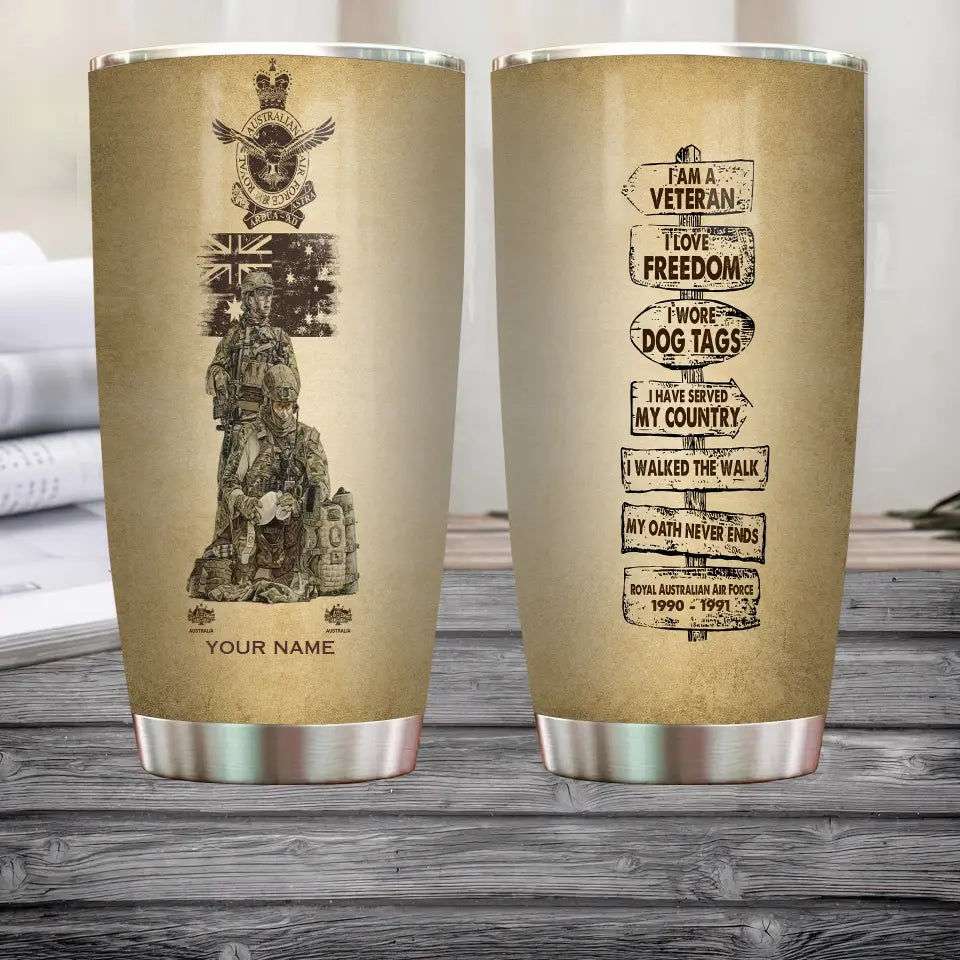 Personalized Australia Veteran/ Soldier With Rank, Year And Name Tumbler - 17181504