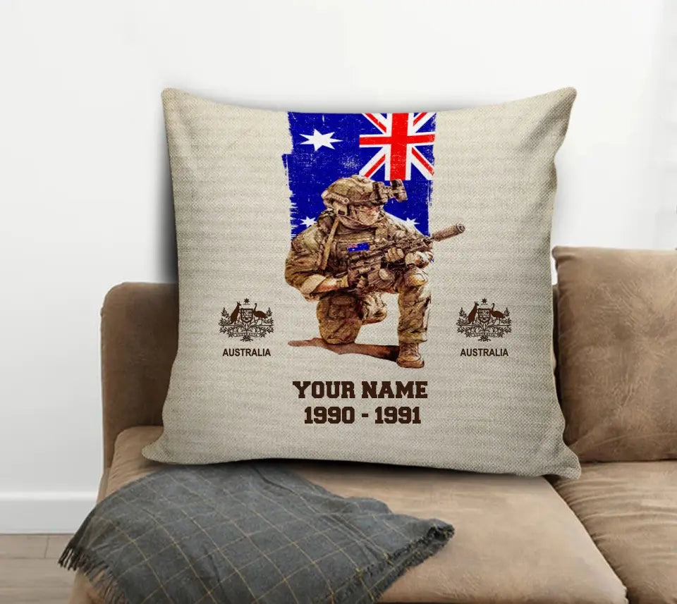 Personalized Australia Soldier/ Veteran With Name, Year And Rank Pillow 3D Printed - 17199648