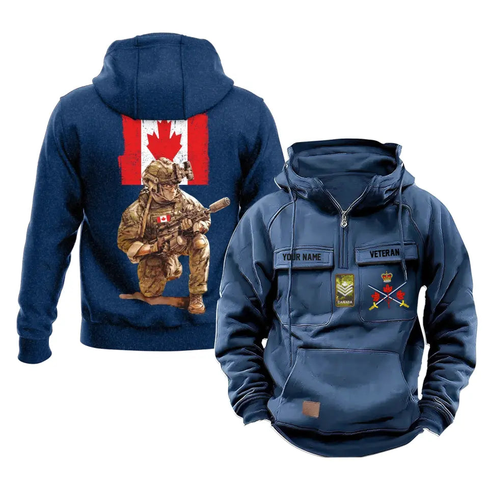 Personalized Canada Soldier/Veteran Vintage Hoodie All Over Printed - 21062401QA
