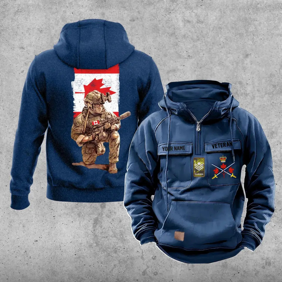 Personalized Canada Soldier/Veteran Vintage Hoodie All Over Printed - 21062402QA