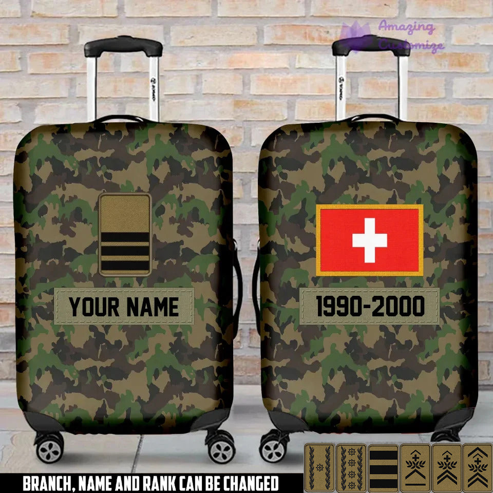 Personalized Swiss Soldier/ Veteran With Name, Year And Rank Luggage Cover All Over Printed - 17294688