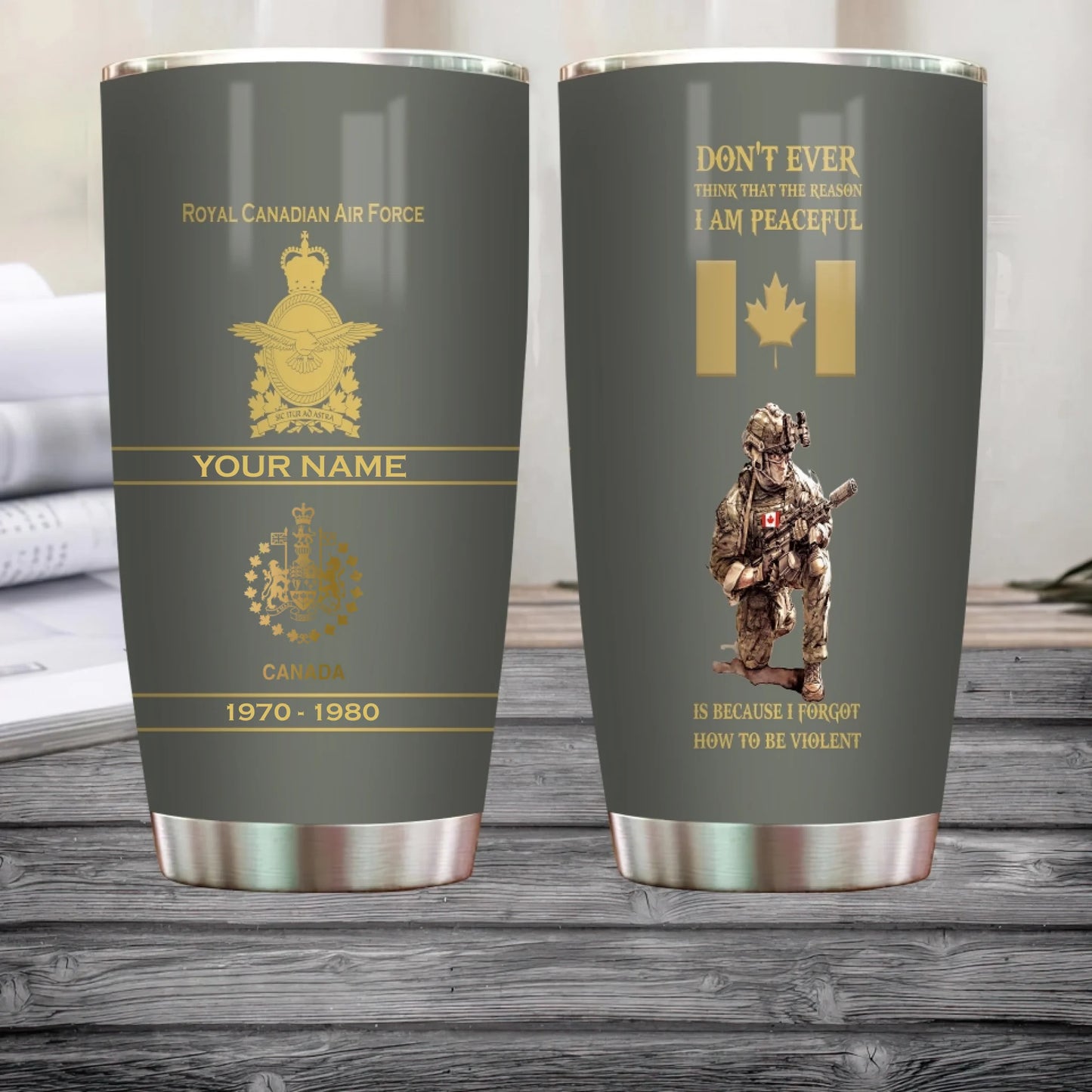 Personalized Canada Veteran/ Soldier With Rank, Year And Name Tumbler