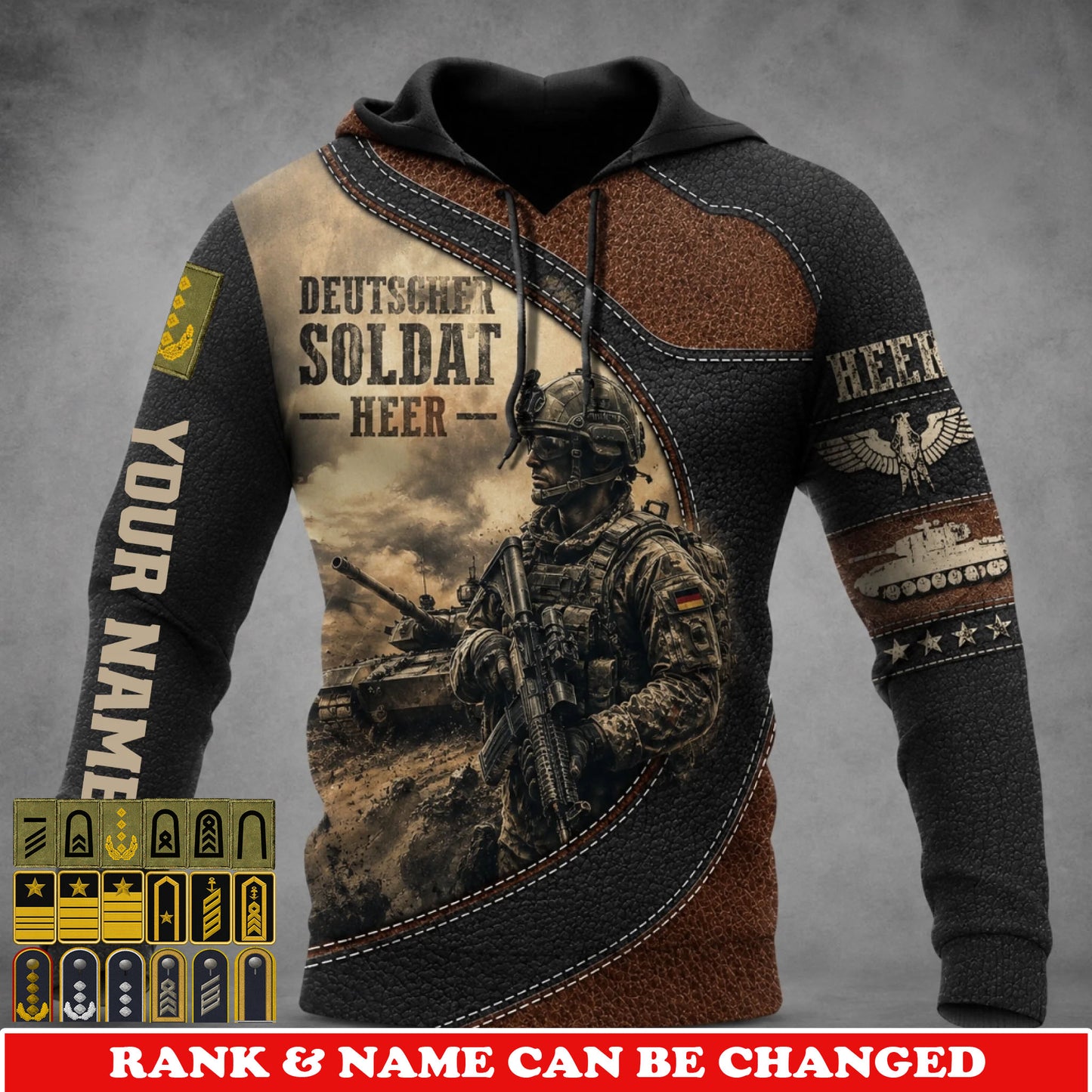 Personalized Germany Soldier/Veteran Camo with Name & Rank Hoodie All Over Printed - 177802560