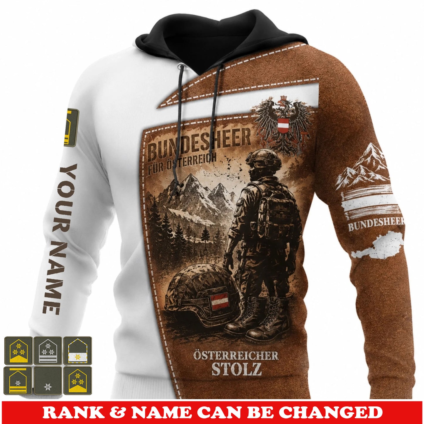 Personalized Austria Soldier/Veteran with Name and Rank Hoodie All Over Printed - 17780256
