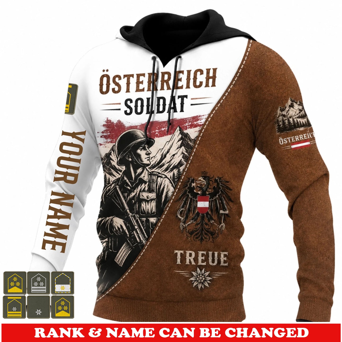 Personalized Austria Soldier/Veteran with Name and Rank Hoodie All Over Printed - 17781120