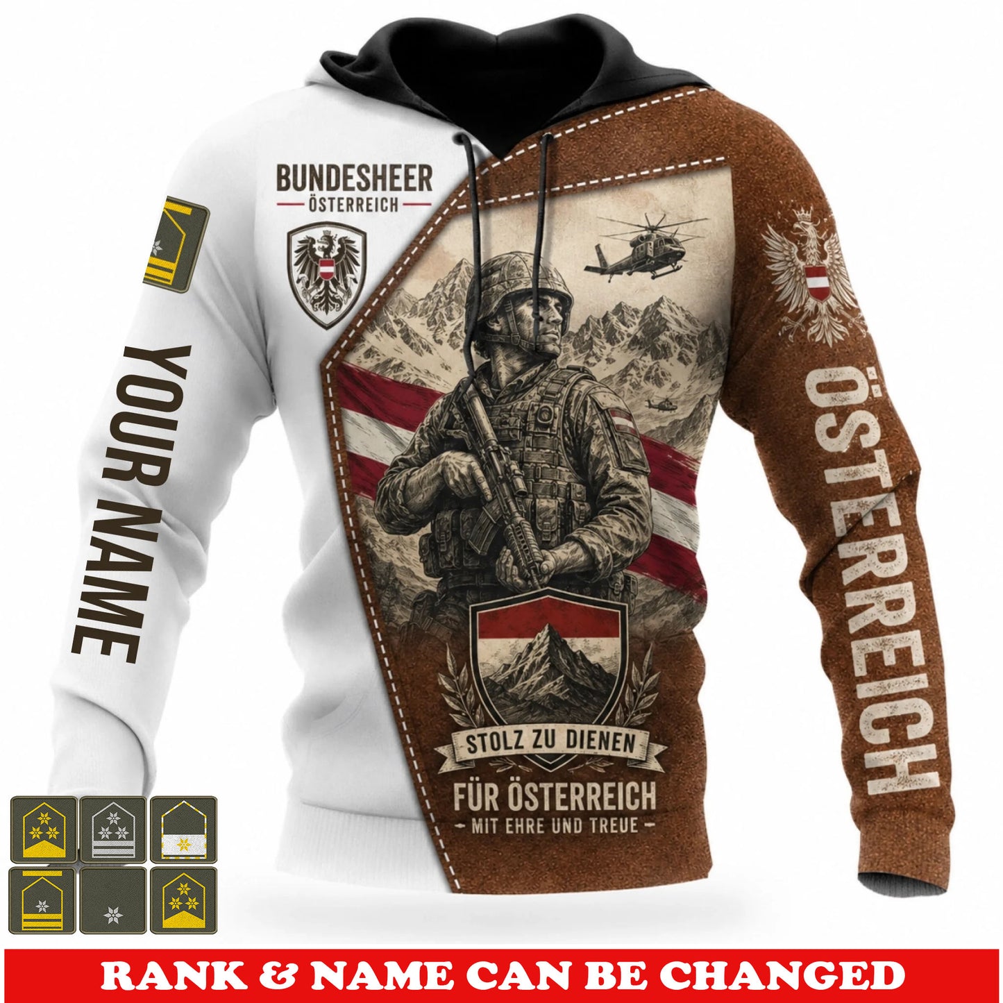 Personalized Austria Soldier/Veteran with Name and Rank Hoodie All Over Printed - 17782848