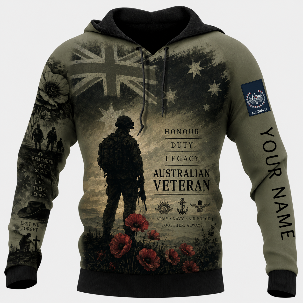Personalized Australia Soldier/Veteran with Name & Rank Hoodie All Over Printed - TH1779235208
