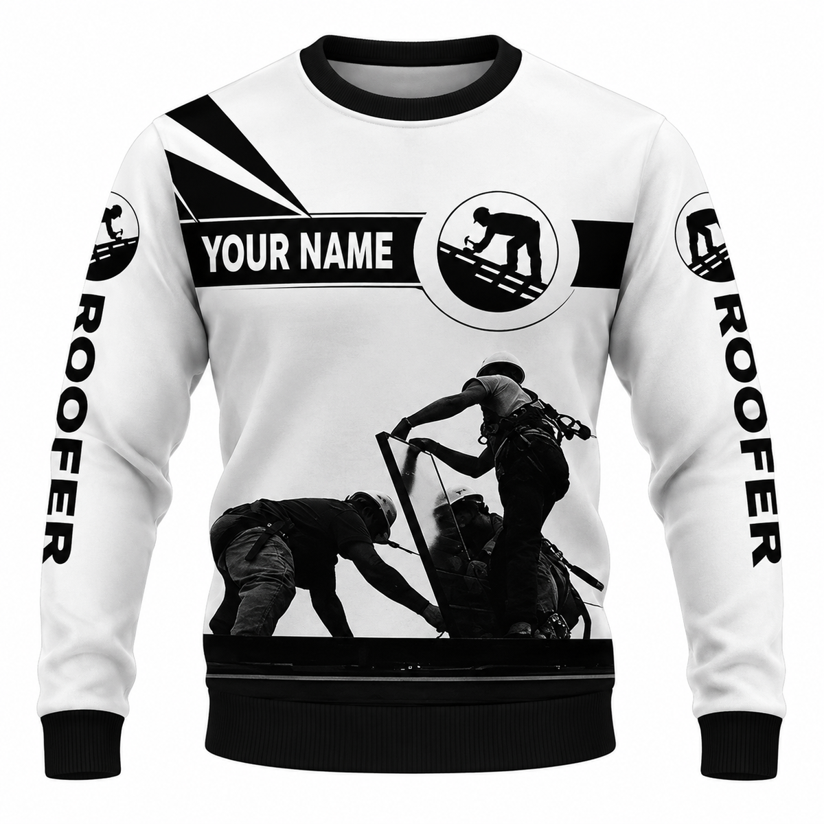 Roofer Sweatshirt - White Roofer Silhouette - front view