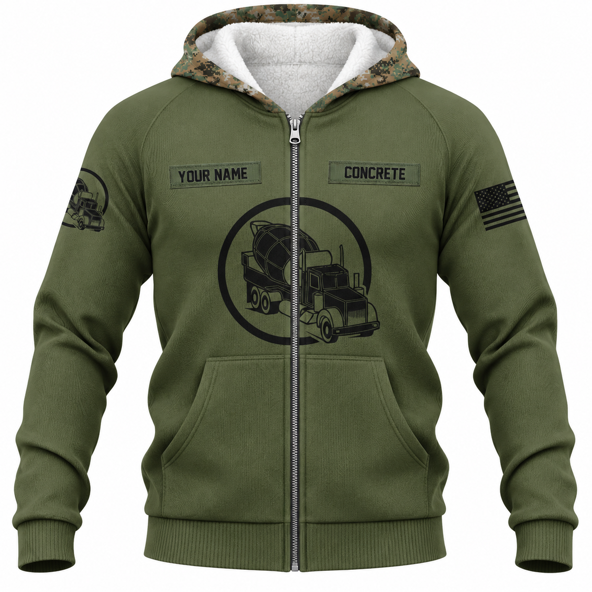 Fleece Zip Hoodie - matching personalized product design - front view