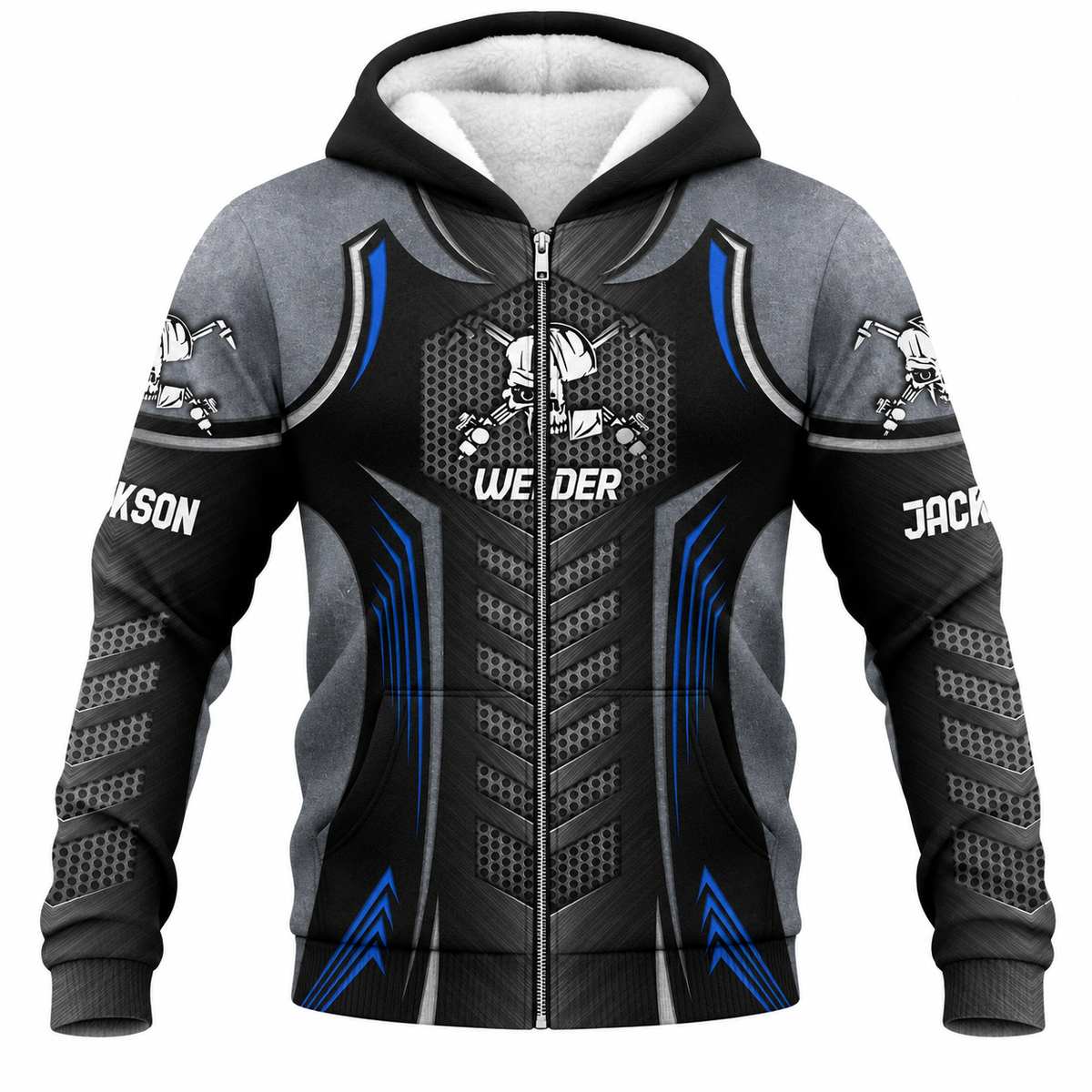 Fleece Zip Hoodie - matching personalized product design - front view