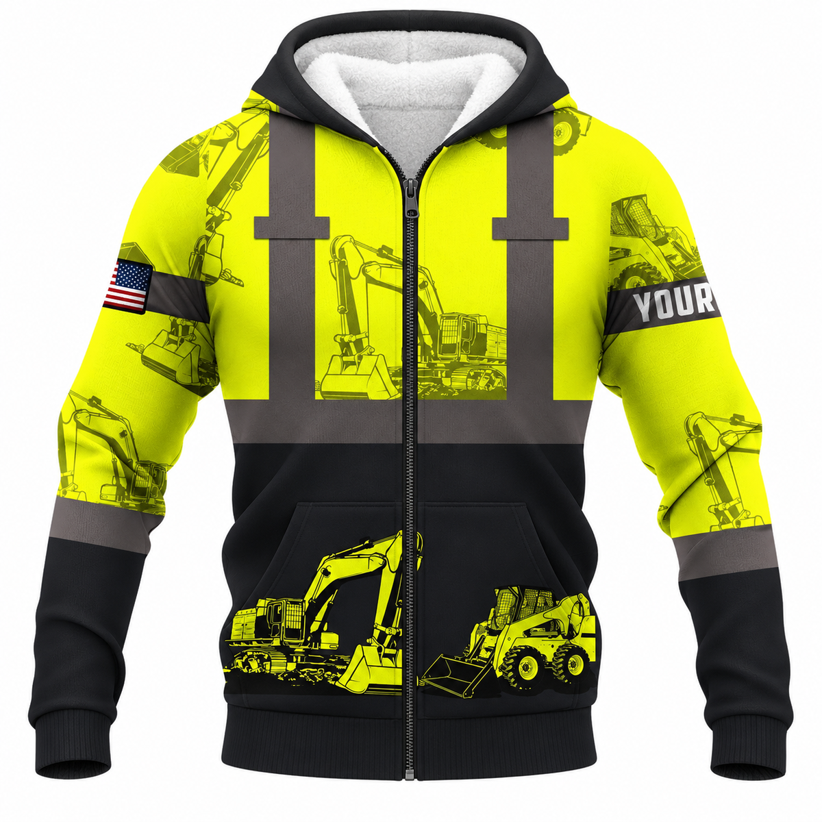 Fleece Zip Hoodie - matching personalized product design - front view