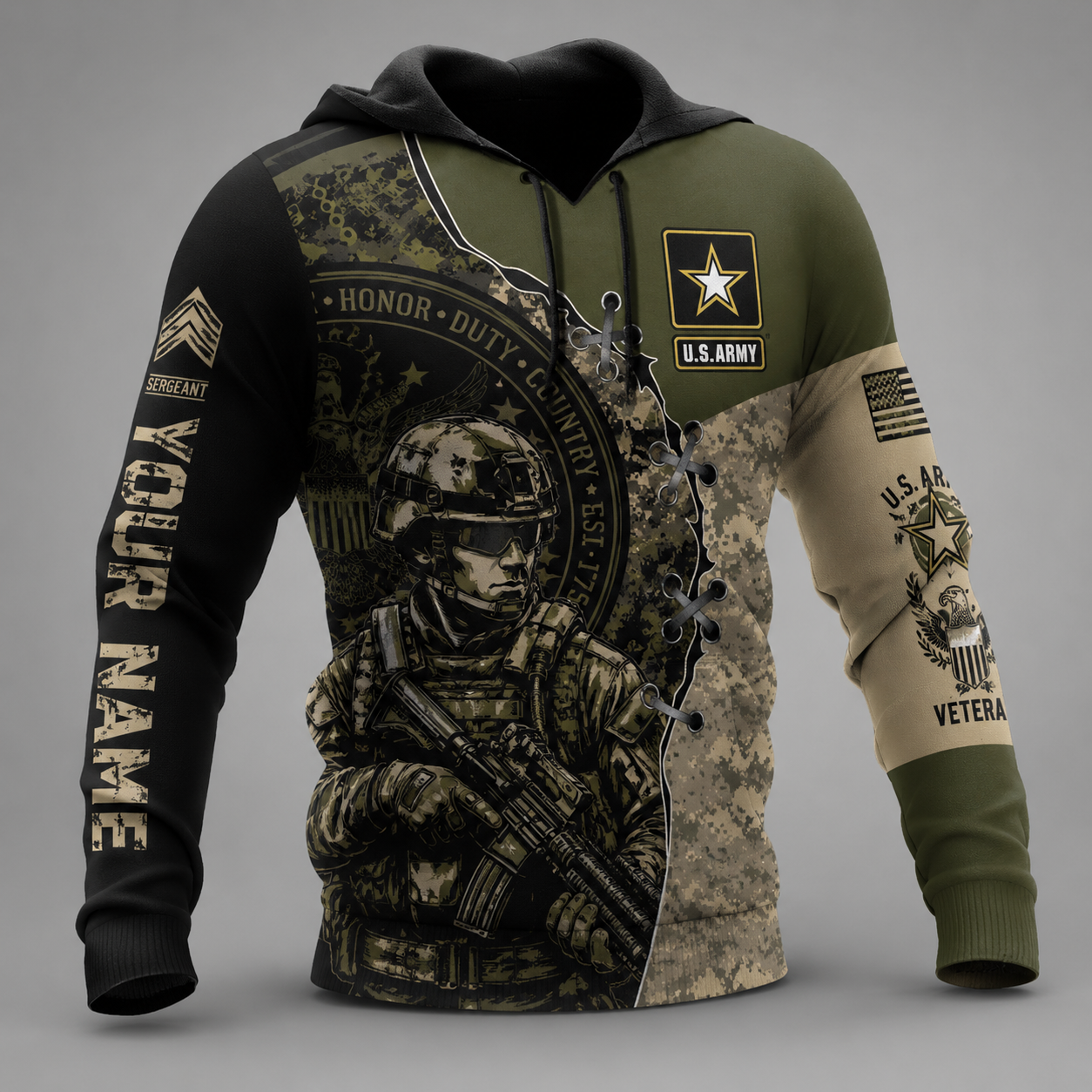 U.S. Army Veteran Tactical Hoodie – Military Hoodie for Soldiers & Patriot - 1778630404