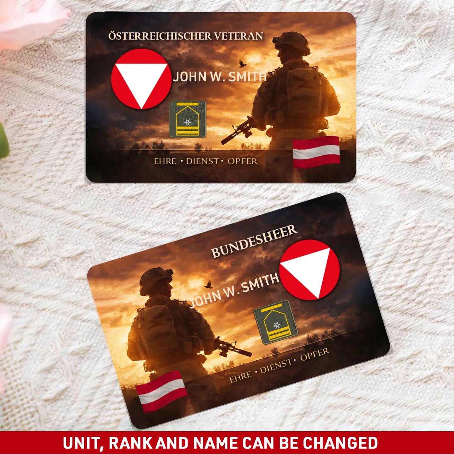 Personalized Austria Soldier/ Veteran With Rank, Name And Year Aluminum Wallet Card - 1772496