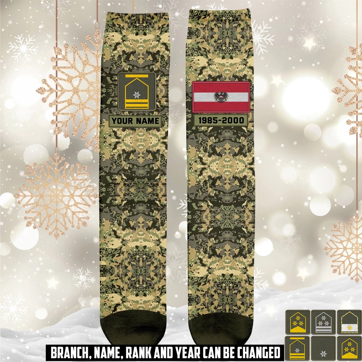 Personalized Austria Soldier/ Veteran With Name And Rank Socks - 17591904