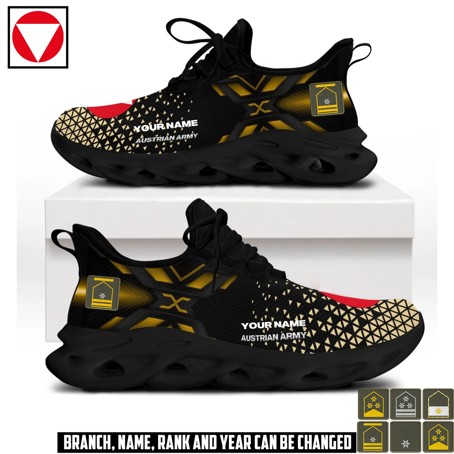 Personalized Austria Soldier/ Veteran With Name And Rank Men Sneakers - 17592768