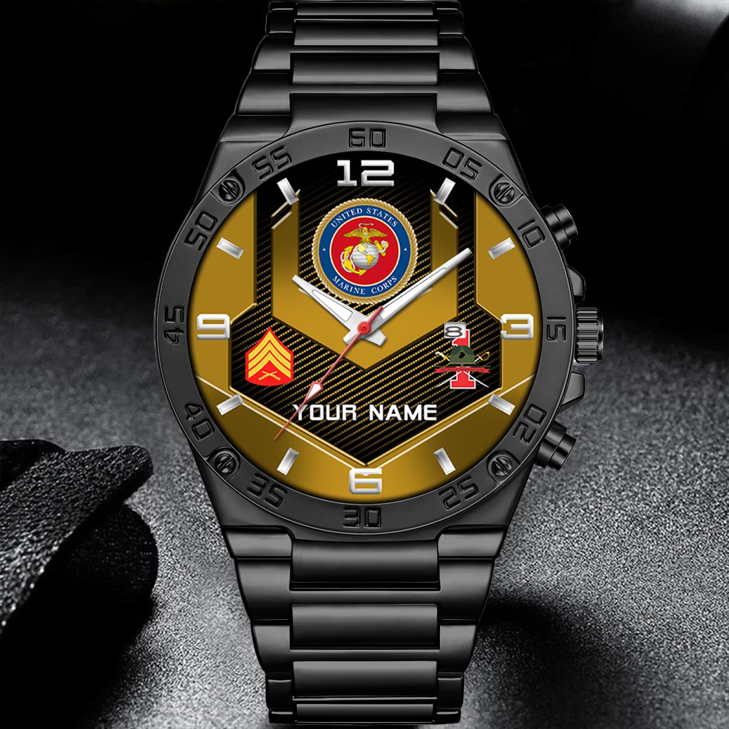 Marines Battalions - Personalized US Soldier/ Veteran With Name And Rank Gentleman Stainless Steel Watch - 17491680