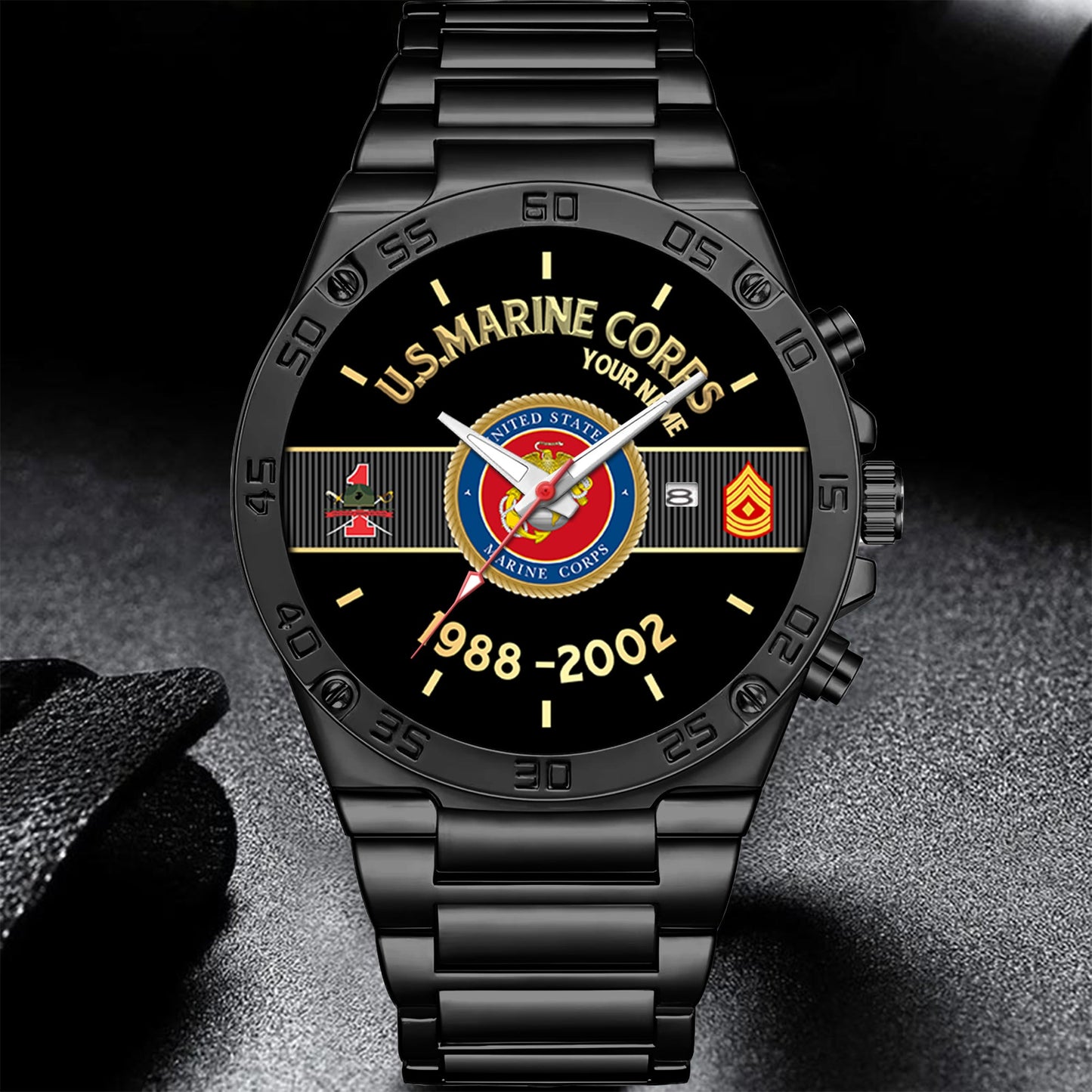 Marines Battalions - Personalized US Soldier/ Veteran With Name And Rank Gentleman Stainless Steel Watch - 17388000