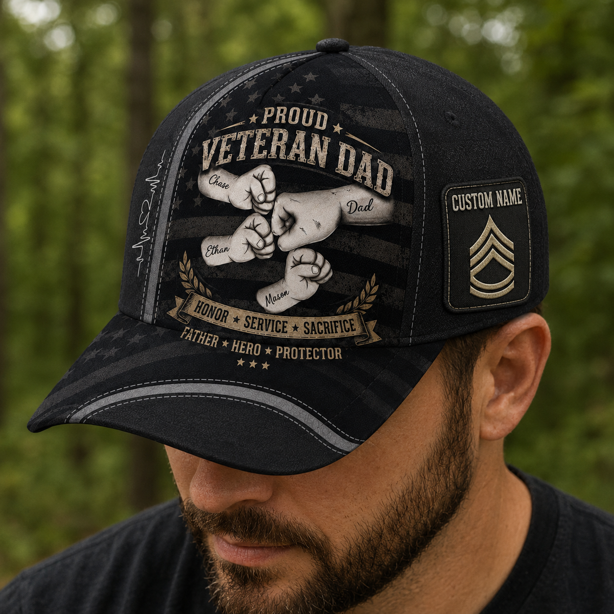 U.S. Air Force - Custom Best Dad Ever Cap, Personalized Name & Rank Cap - 1778544003