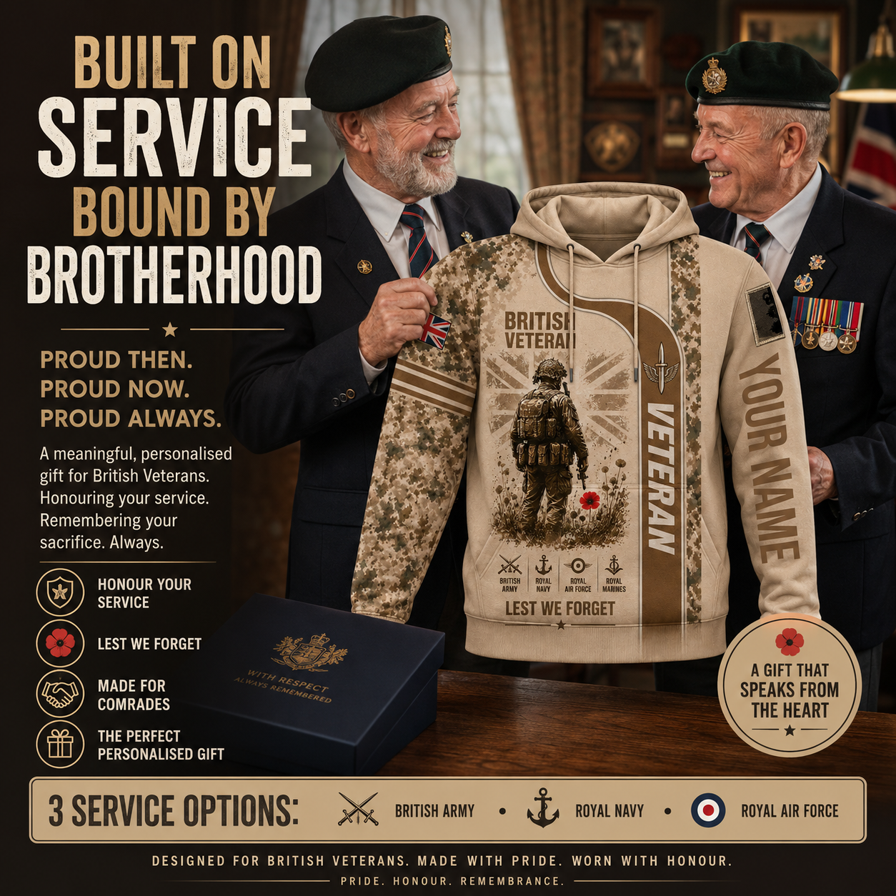 Personalized UK Soldier/Veteran with Name & Rank Hoodie All Over Printed - QK1779148815