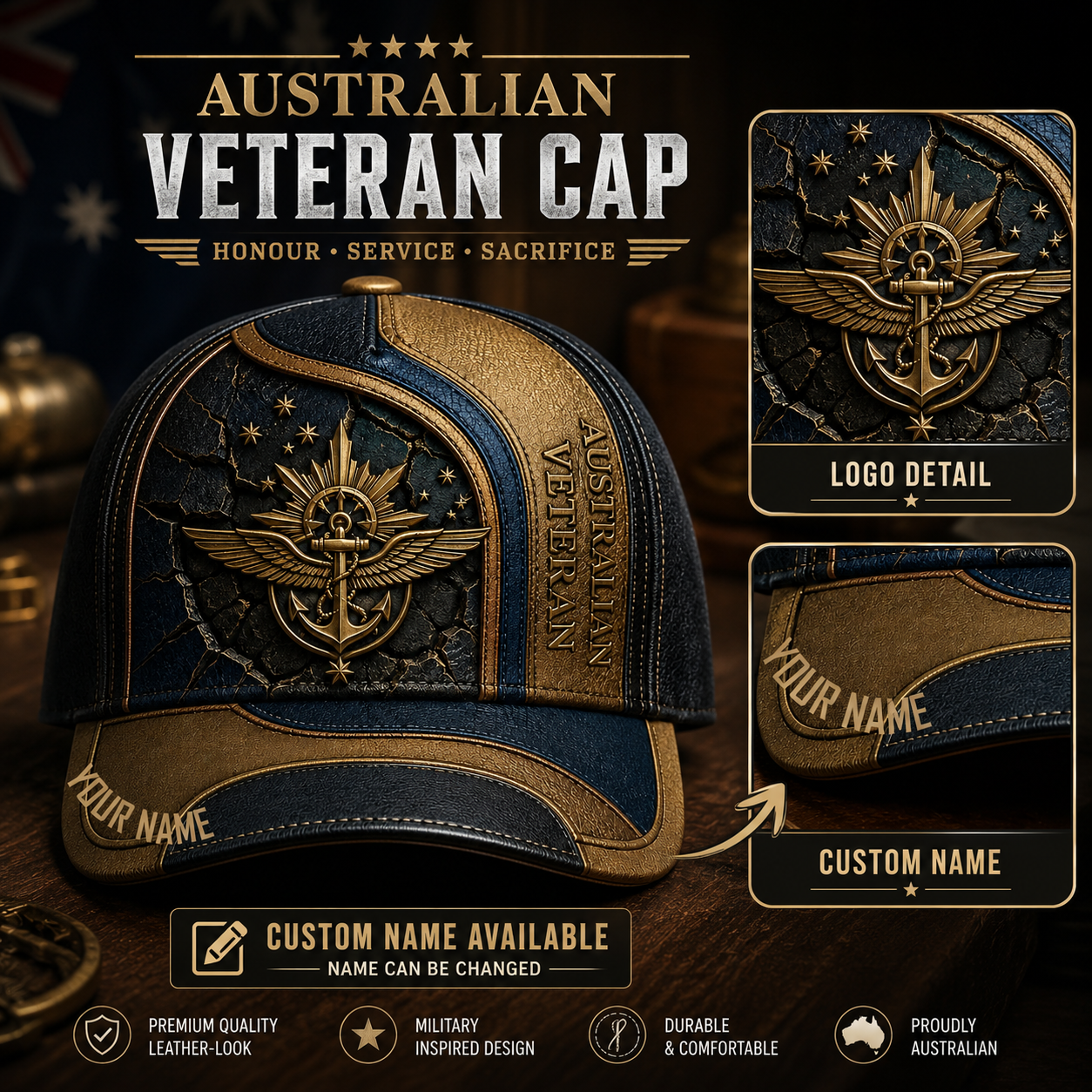 Personalized Name Australia Soldier/Veterans All Over Printed Baseball Cap - QK1779667204