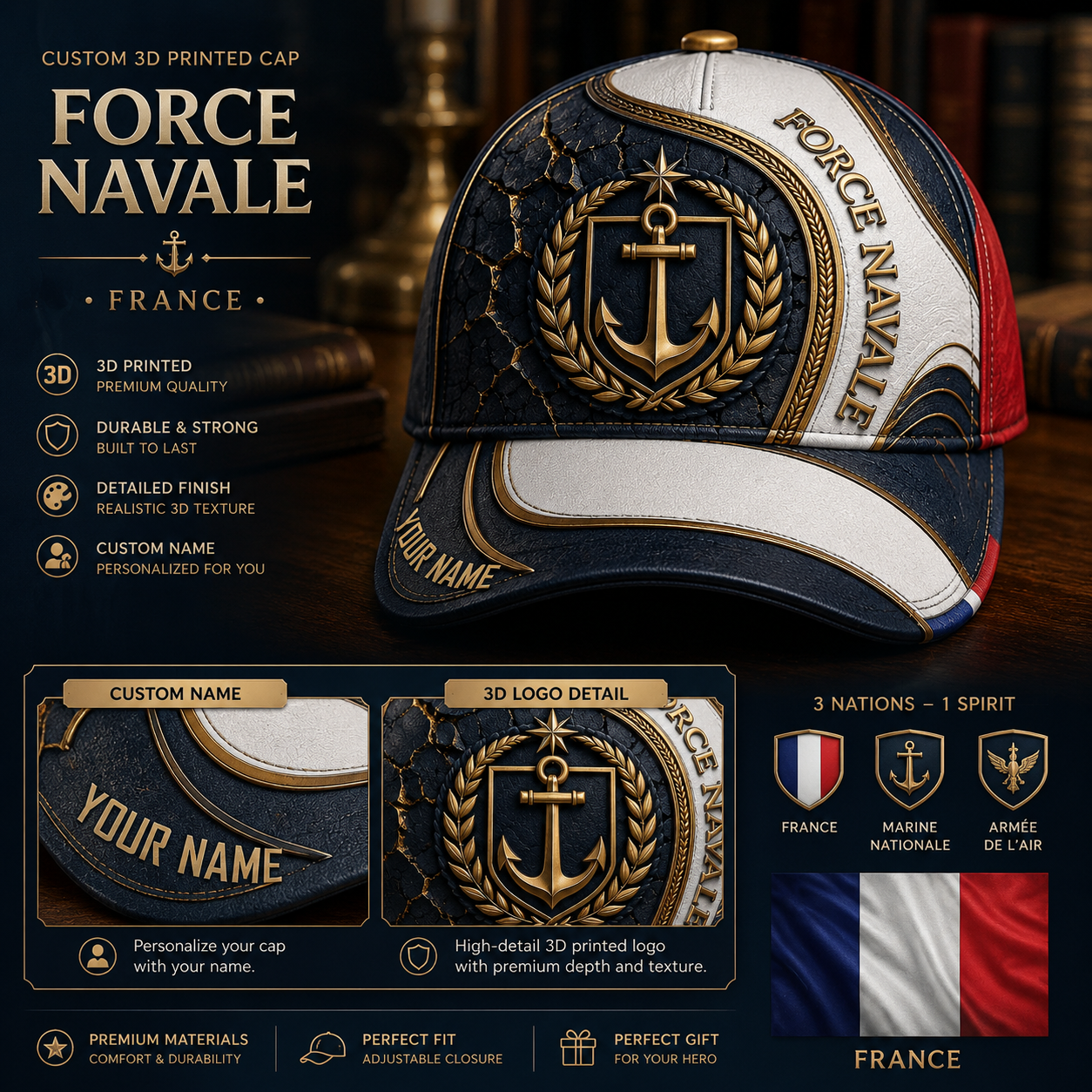 Personalized Name France Soldier/Veterans All Over Printed Baseball Cap - QK1779667228