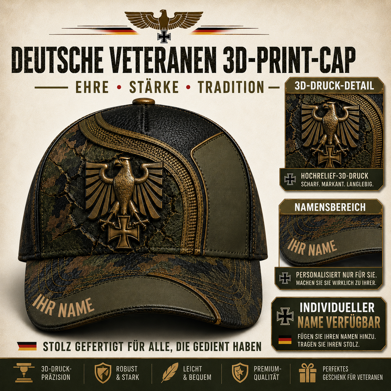 Personalized Name Germany Soldier/Veterans All Over Printed Baseball Cap - QK1779667213