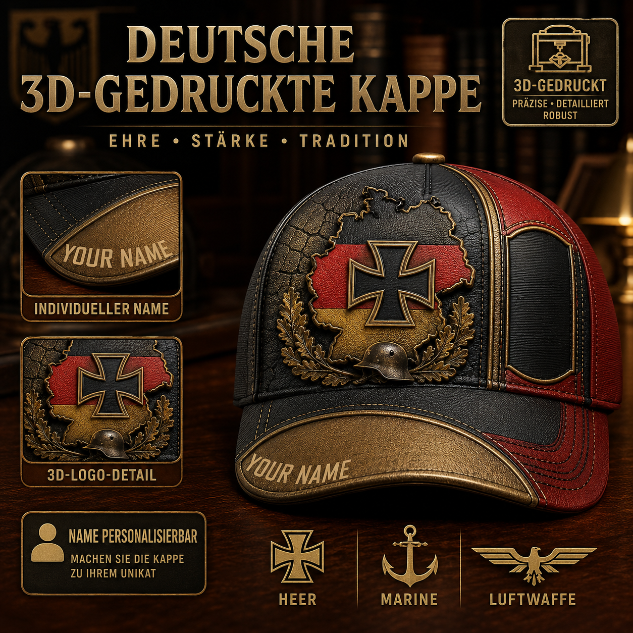Personalized Name Germany Soldier/Veterans All Over Printed Baseball Cap - QK1779667214