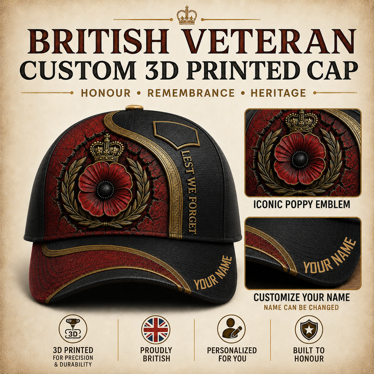 Personalized Name UK Soldier/Veterans All Over Printed Baseball Cap - QK1779667220