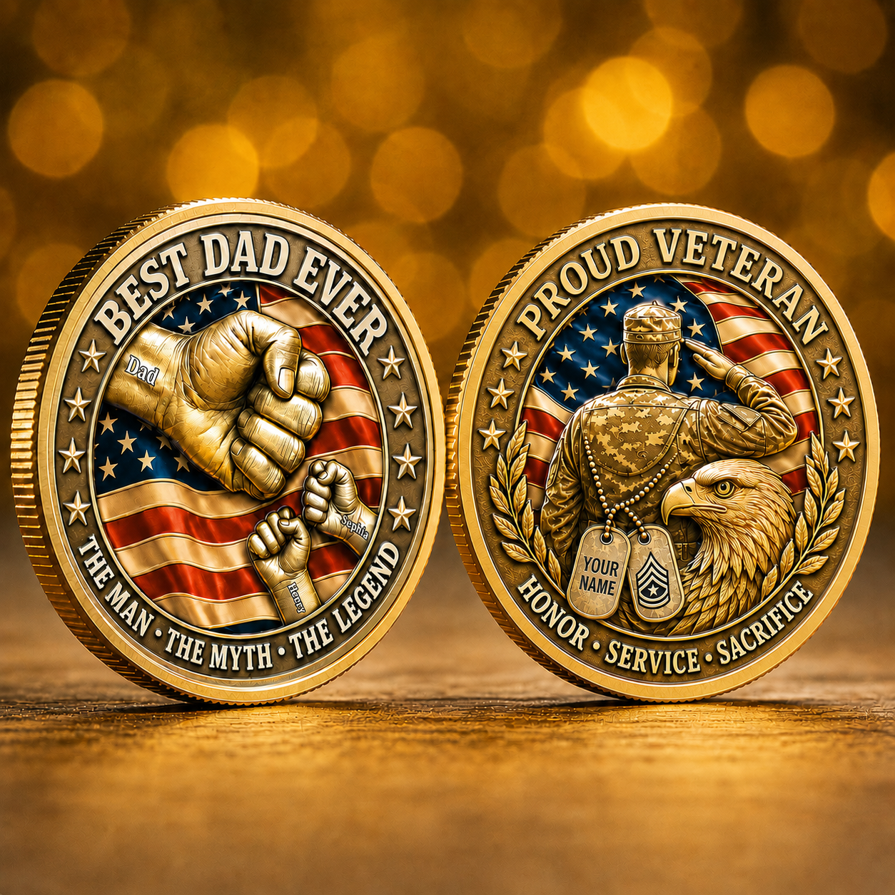 U.S. Navy - Personalized Dad Coin Gift, Best Dad Ever Custom Name Challenge Coin - 17785440
